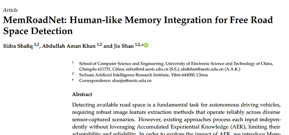 论文“MemRoadNet: Human-like Memo